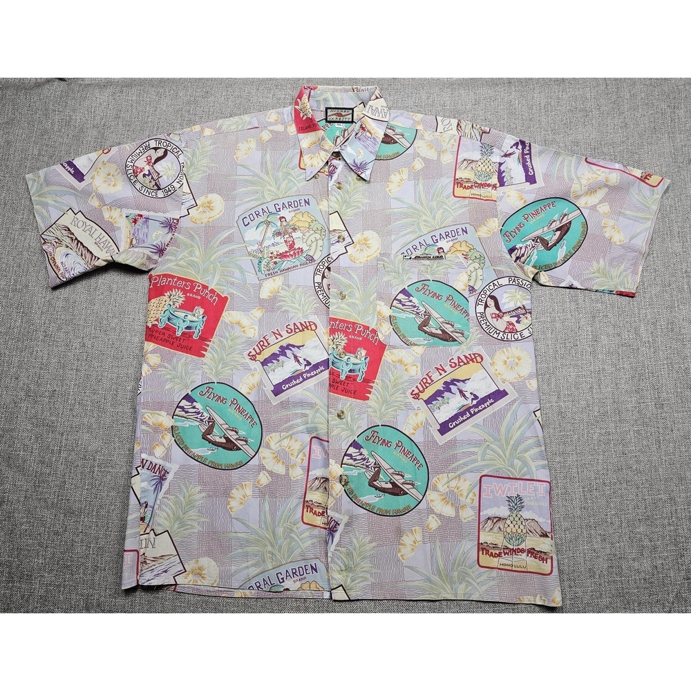 VINTAGE Avirex Hawaiian Shirt Mens‎ Extra Large Aloha Button Up Short Sleeve 90s